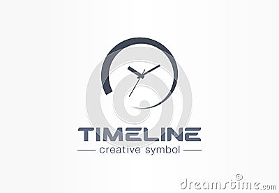 Timeline creative symbol concept. Time start, deadline timer, pending process abstract business logo. Loading watch Vector Illustration