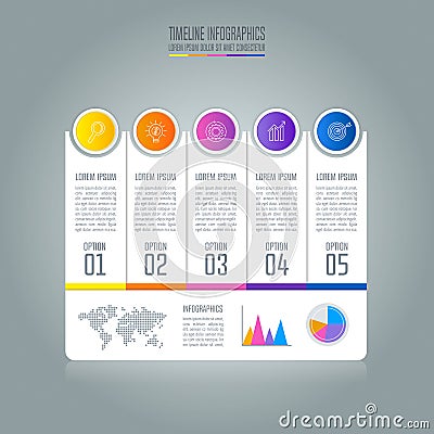 Timeline infographic business concept with 5 options Vector Illustration