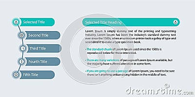 Timeline Infographic, Business data visualization, Process chart, Listed steps and description, web buttons. Business template for Vector Illustration