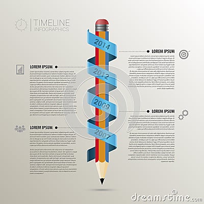 Timeline infographic business template with pencil. vector Vector Illustration