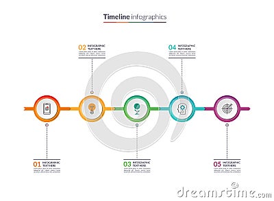 Timeline infographic concept with 5 options Vector Illustration