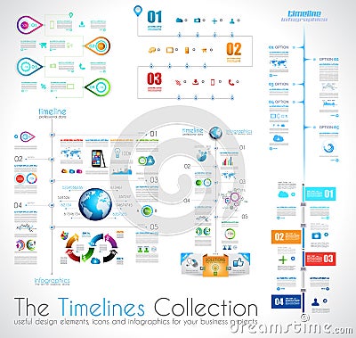 Timeline Infographic design template with paper tags. Vector Illustration