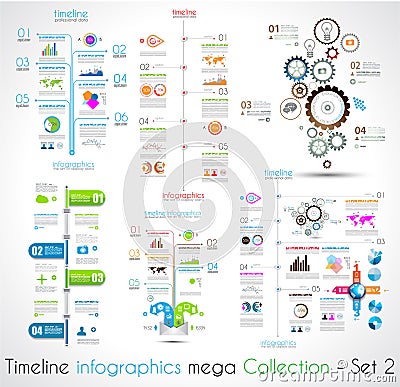 Timeline Infographic design templates Set 2. Vector Illustration