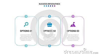 Timeline infographic with infochart. Modern presentation template with 3 spets for business process. Website template on Vector Illustration