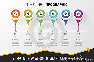 Timeline infographic modern design. Vector with icons Vector Illustration