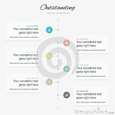 Timeline infographic vector template flat inspirational colors Vector Illustration