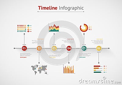 Timeline infographic. World map Vector Illustration