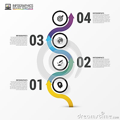 Timeline infographics. Modern design template with icons. Vector Vector Illustration