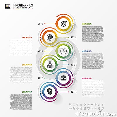 Timeline infographics template. Colorful modern design. Vector Vector Illustration