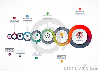 Timeline infographics. Vector banner with 8 options Vector Illustration