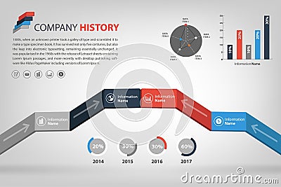 Timeline & milestone company history infographic in vector style Vector Illustration