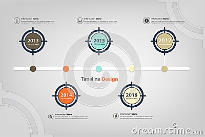 Timeline & milestone in target theme infographic Vector Illustration