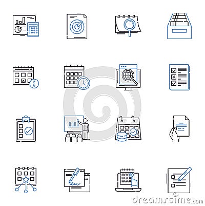 Timeline line icons collection. Progression, Chronology, Milests, History, Evolution, Sequence, Timeline vector and Vector Illustration