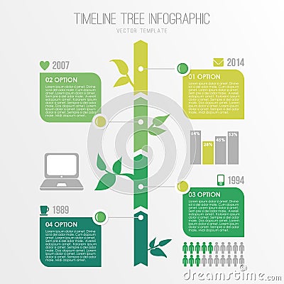 Timeline tree infographics template, eco nature design, Vector Illustration