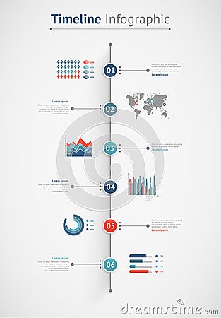 Timeline vector infographic. World map Vector Illustration