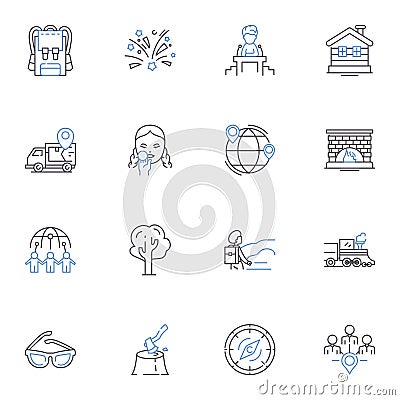 Timeout line icons collection. Break, Pause, Halt, Rest, Intermission, Breather, Suspension vector and linear Vector Illustration