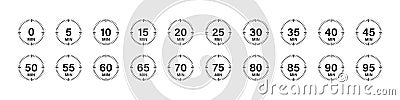 Timer chronometer countdown set. Vector isolated collection digital elements. Stopwatch black vector set. Clock or watch isolated Vector Illustration