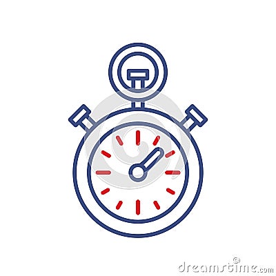 Timer clock vector line icon. Sport championship stopwatch sign. Chronometer illustration Vector Illustration