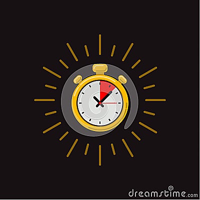 Timer icon on dark background. Fast time. Fast delivery, express and urgent shipping, services, stop watch speed concept Vector Illustration