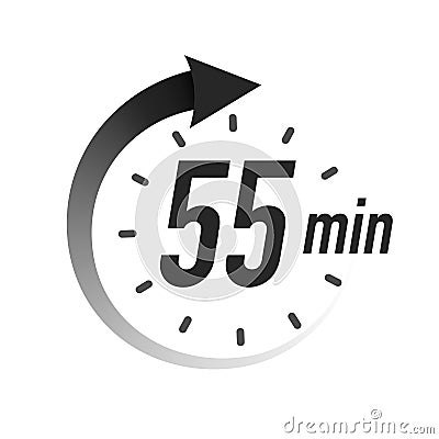55 timer minutes symbol black style Vector Illustration