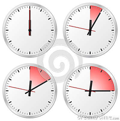 Timer with 0, 5, 10 and 15 minutes Vector Illustration