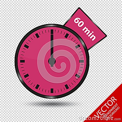 Timer 60 Minutes - Vector Illustration - Isolated On Transparent Background Stock Photo