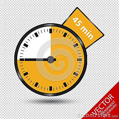 Timer 45 Minutes - Vector Illustration - Isolated On Transparent Background Stock Photo