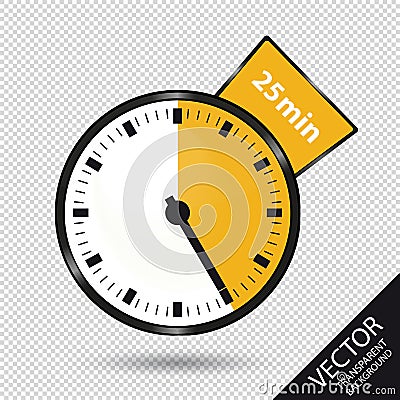 Timer 25 Minutes - Vector Illustration - Isolated On Transparent Background Stock Photo