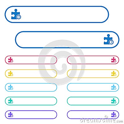 Timer plugin icons in rounded color menu buttons Stock Photo