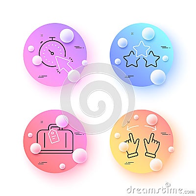 Timer, Ranking stars and Hand baggage minimal line icons. For web application, printing. Vector Vector Illustration