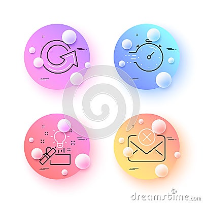 Timer, Reject mail and Creative idea minimal line icons. For web application, printing. Vector Vector Illustration