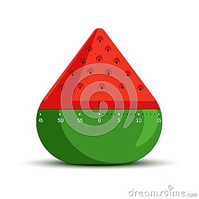 Timer and time measuring isolated icon watermelon shape Vector Illustration