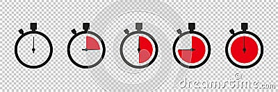 Timers icon on transparent background. Isolated vector elements. Stopwatch symbol. Vector countdown circle clock counter timer. Vector Illustration