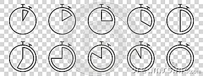 Timers icon on transparent background. Isolated vector elements. Stopwatch symbol Vector Illustration