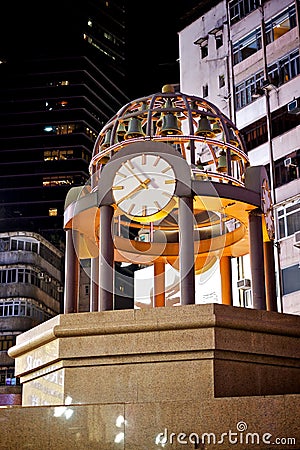 Times square clock in hong kong Stock Photo