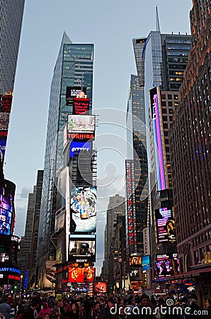 Times Square at dusk Editorial Stock Photo