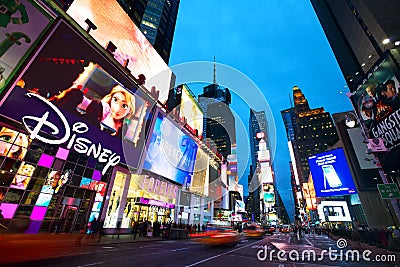 Times Square at dusk Editorial Stock Photo