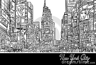 Times Square in New York Vector Illustration