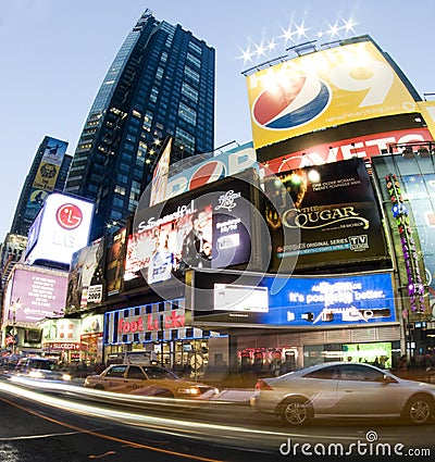 Times square new york taxi movement Editorial Stock Photo