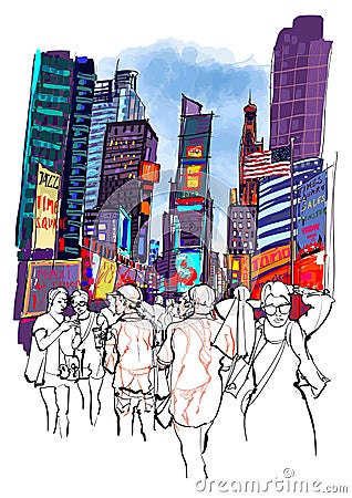 Times square in New York Vector Illustration