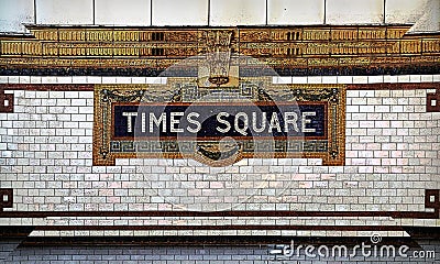 Times Square Tile Mosaic Subway Sign Stock Photo