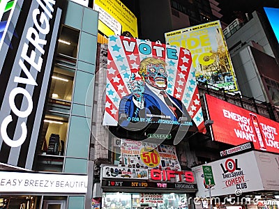 Times Square, Vote, Trump Billboard, NYC, NY, USA Editorial Stock Photo