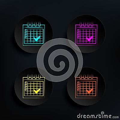 Timestamp in calendar dark badge color set icon. Simple thin line, outline vector of wedding icons for ui and ux, website or Stock Photo