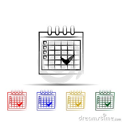 timestamp in calendar multi color style icon. Simple thin line, outline vector of wedding icons for ui and ux, website or mobile Stock Photo