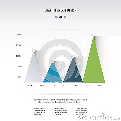 Timetable chart with three graphs showing development over years Cartoon Illustration