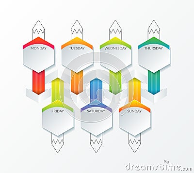 Daily timetable. Conceptual week organizer. Vector Illustration