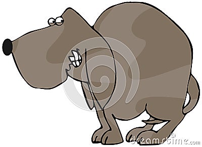 Timid Dog Cartoon Illustration