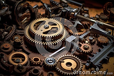 timing belt and gears working together Stock Photo