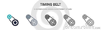 Timing belt icon in filled, thin line, outline and stroke style. Vector illustration of two colored and black timing belt vector Vector Illustration