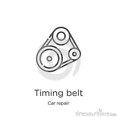 timing belt icon vector from car repair collection. Thin line timing belt outline icon vector illustration. Outline, thin line Vector Illustration